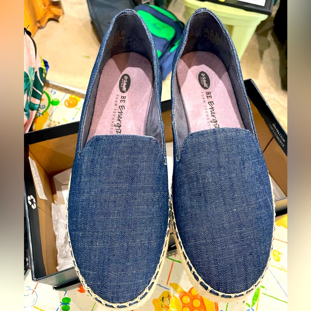 Dr. Scholl's Navy Denim Slip-On Shoes New in Box